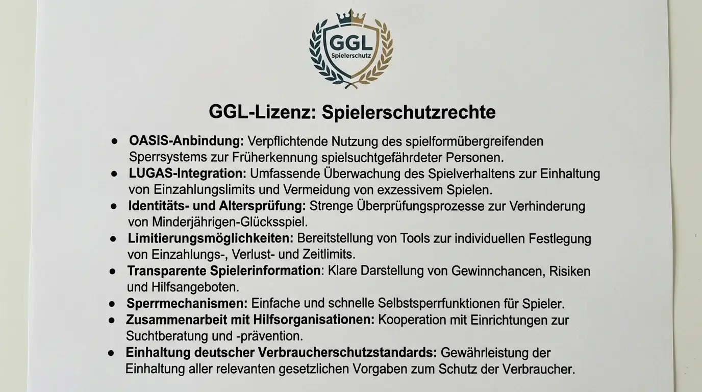 GGL Lizenz Spielerschutz Schutzrechte deutsche Wetter OASIS LUGAS Sportwetten