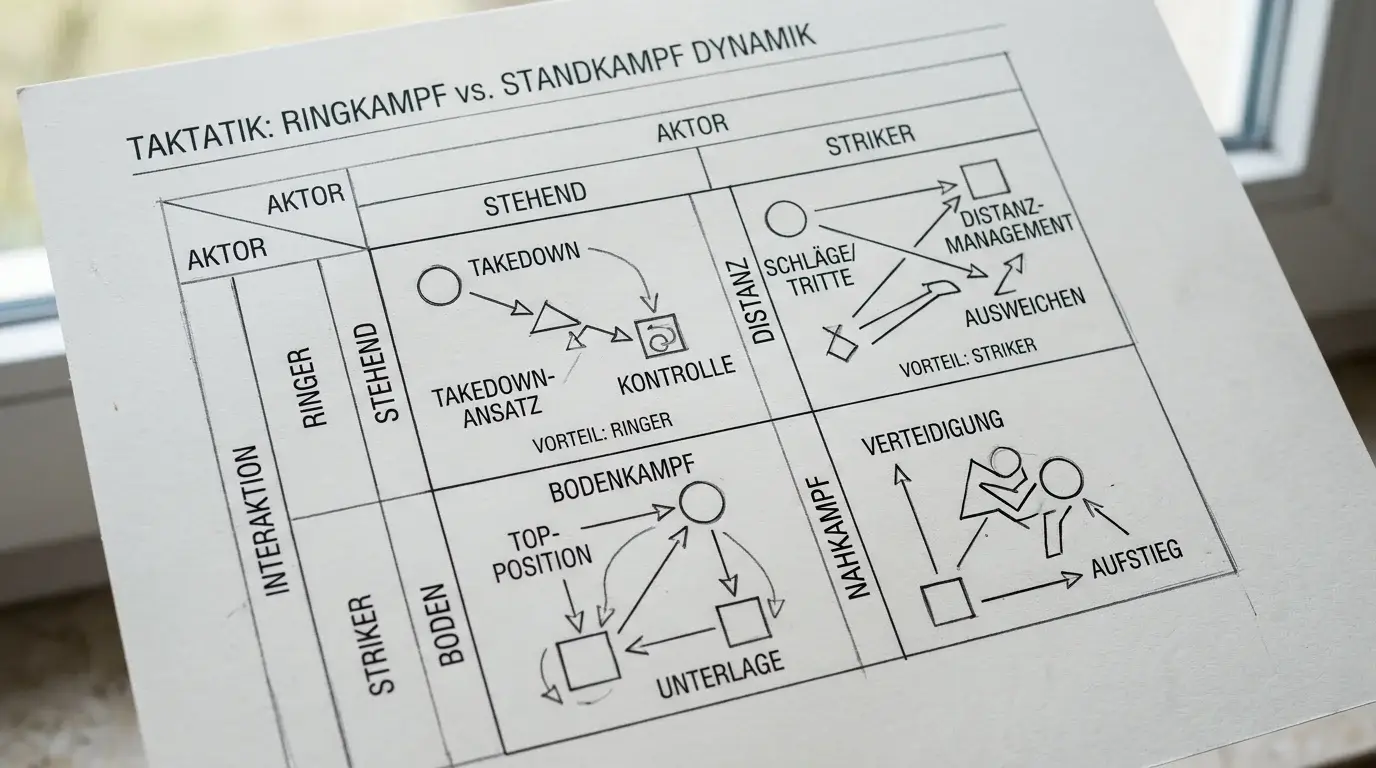 Stilmatch-Matrix für MMA-Wetten zeigt strukturelle Vor- und Nachteile verschiedener Kampfstil-Kombinationen