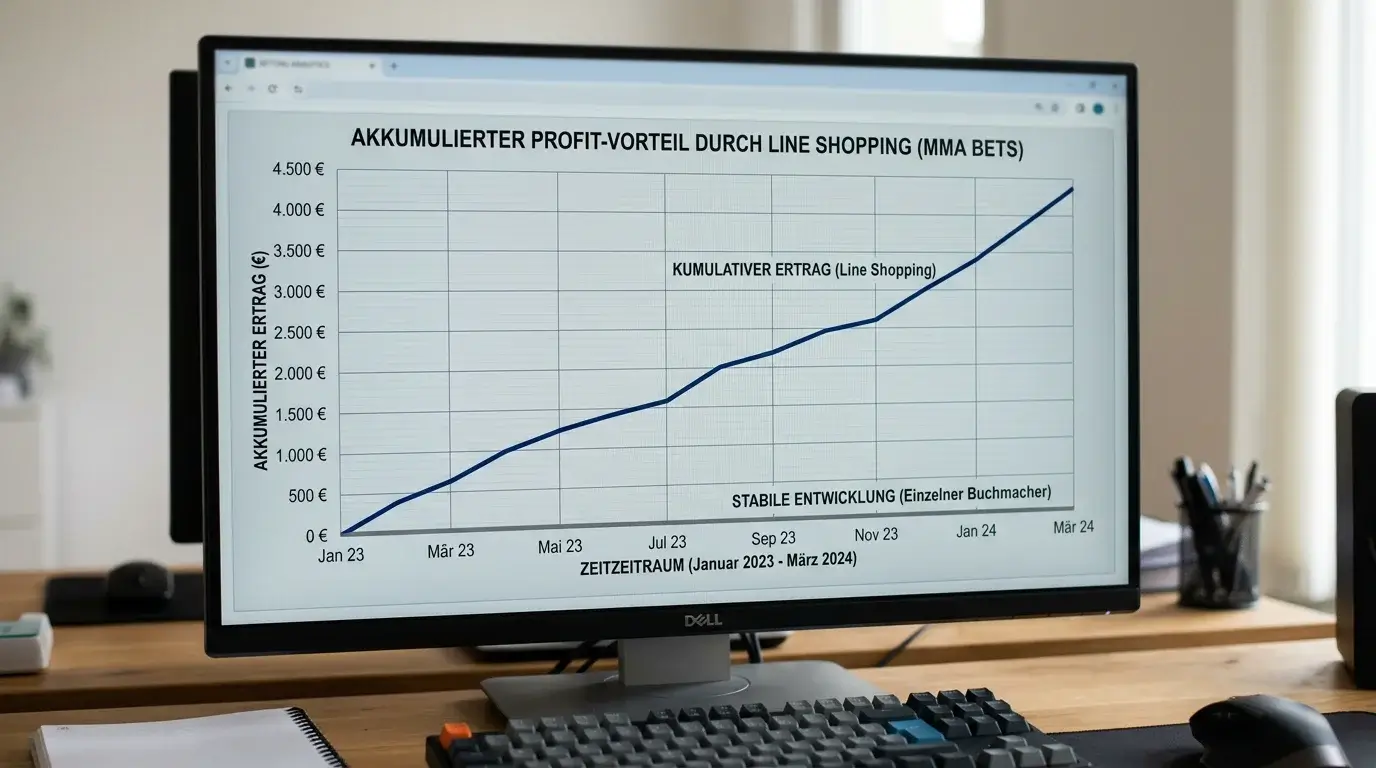 Langfristiger Ertragseffekt von Line Shopping bei MMA-Wetten mit kumulativem Renditevorsprung über 200 Wetten