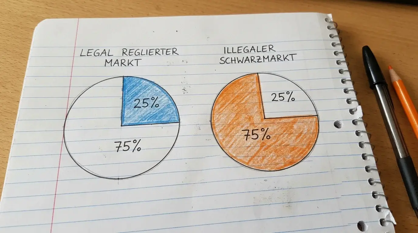 Grafik zum Ausmaß des deutschen Sportwetten-Schwarzmarkts mit Vergleich legaler und illegaler Anbieter