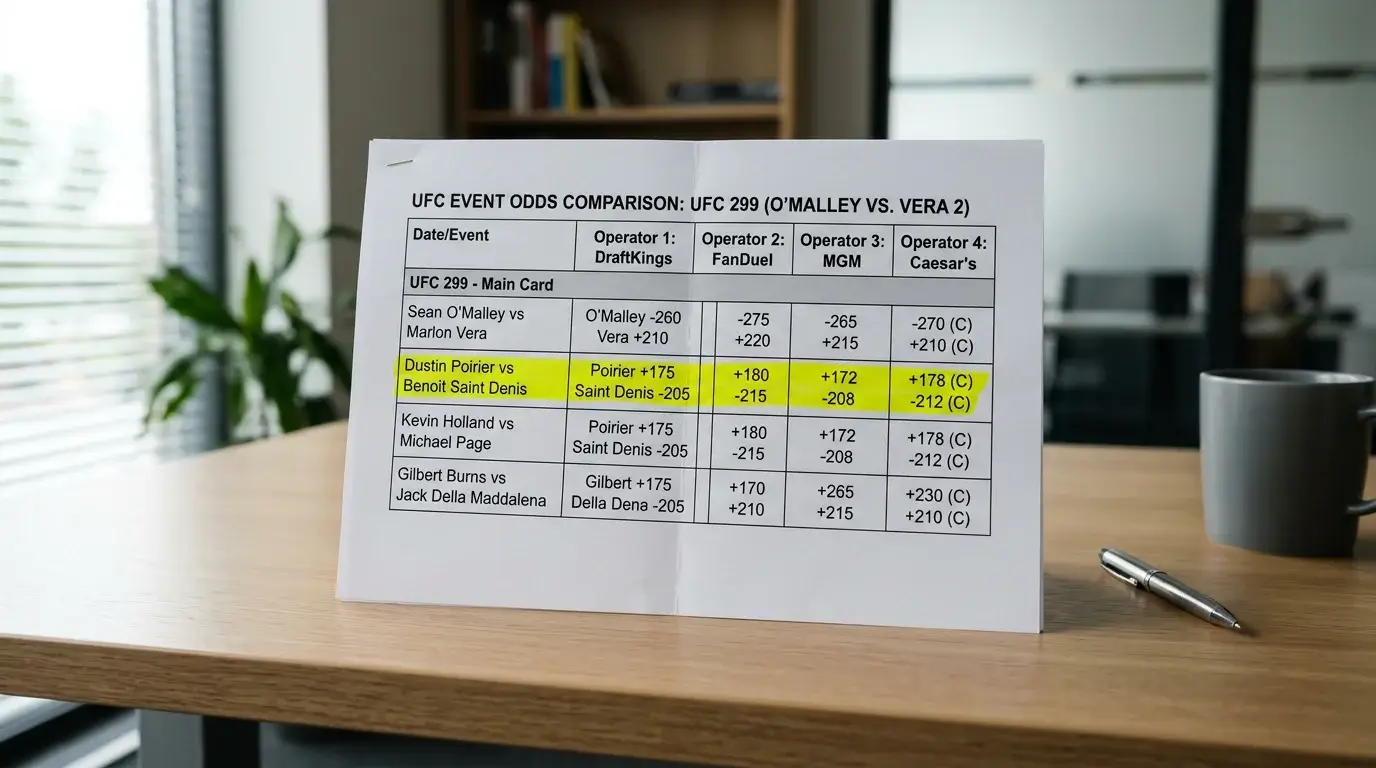 Vergleich der Markttiefe und Quoteneffizienz bei UFC Main Event versus Prelim-Kämpfen