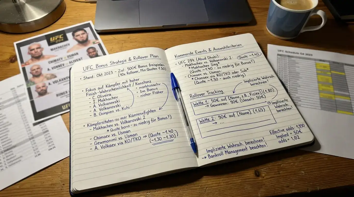 Bonus-Strategie für UFC-Wetten: Willkommensboni optimal für MMA-Märkte nutzen und Rollover effizient abbauen